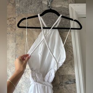 Alice + Olivia White Braided-Strap Halter Dress